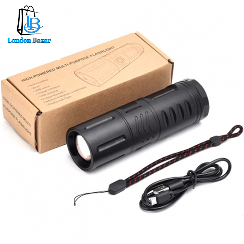 Rechargeable Waterproof Zoom LED Flashlight USB Zambo light With Power Bank
