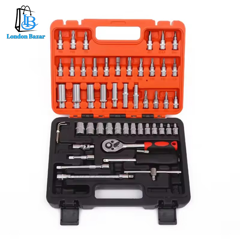53 Pcs 1/4 inch Ratchet Socket Wrench Set Drive,