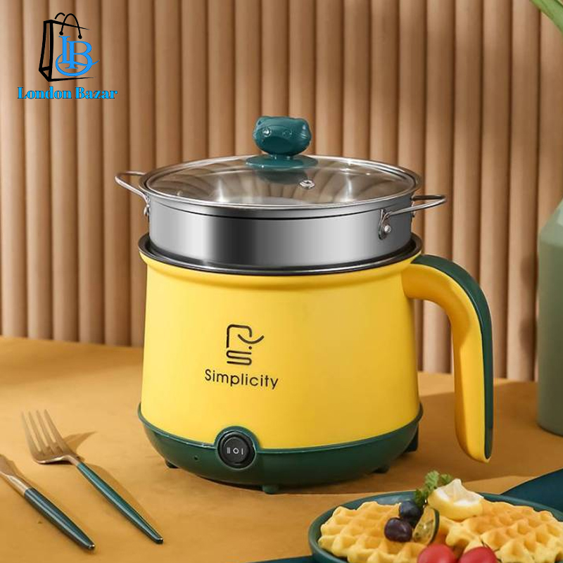 Multicooker Cooking Pot With Steamer and Multipurpose 1.8 Liter Electric Cooker Pot