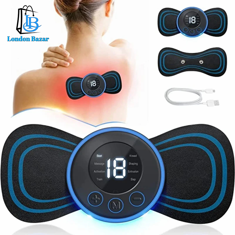 High quality Butterfly massager Mini EMS Electric Neck Massager